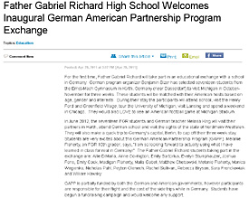 Eine nette Geste: Die Stadt Ann Harbor kündigt auf ihrer Homepage den Schüleraustausch mit dem EMG an 