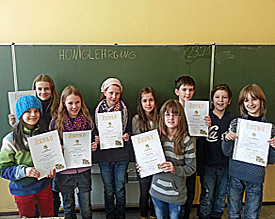 Hanna, Lilli, Jule, Marie, Paula, Melissa, Manuel, Noel und Adrian aus der 5c