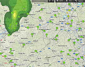 Weltweit &uuml;ber 36.000 Wetterstationen: Vom Dach des EMG (unten rechts) werden 8&deg;C gemeldet 